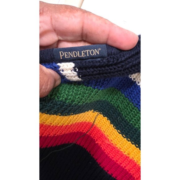Pendleton Sherpa Lined Baby Blanket Rainbow Stripes Size 30 x40 - Picture 5 of 6